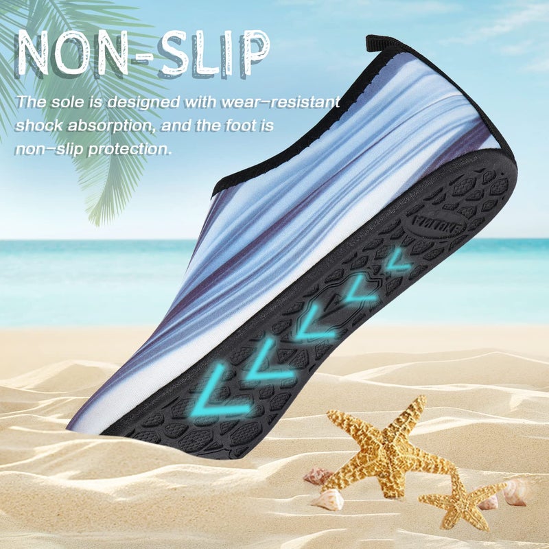 ANLUKE Water Shoes Barefoot Aqua Yoga Socks Quick-Dry Beach Swim Surf Shoes for Women Men Grey/Stripe 40/41 - Image 2